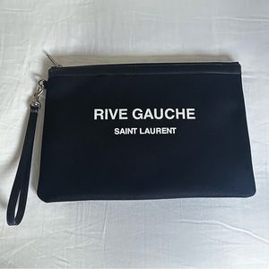 Saint Laurent YSL Rive Gauche Zipped Pouch Wristlet Black